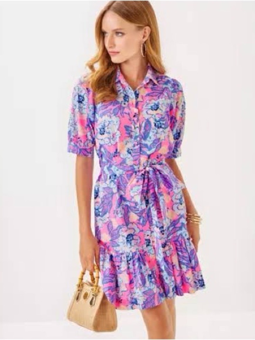 Lilly Pulitzer Sashria Tie-Waist Shirt Dress 6 NWT